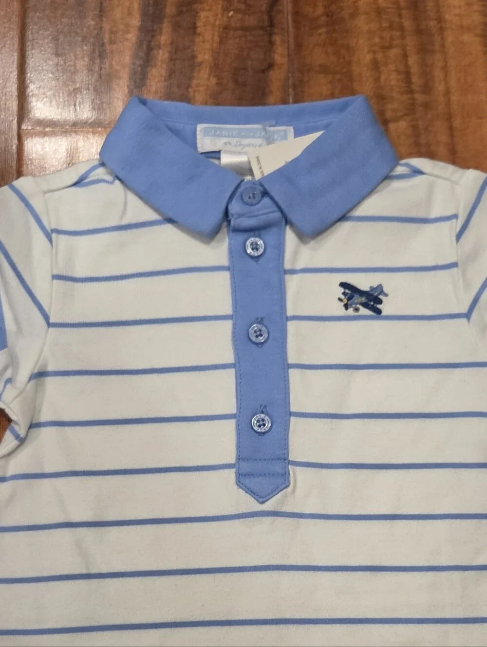 Janie and Jack NWT 3-6 Months Blue/Ivory Striped Romper